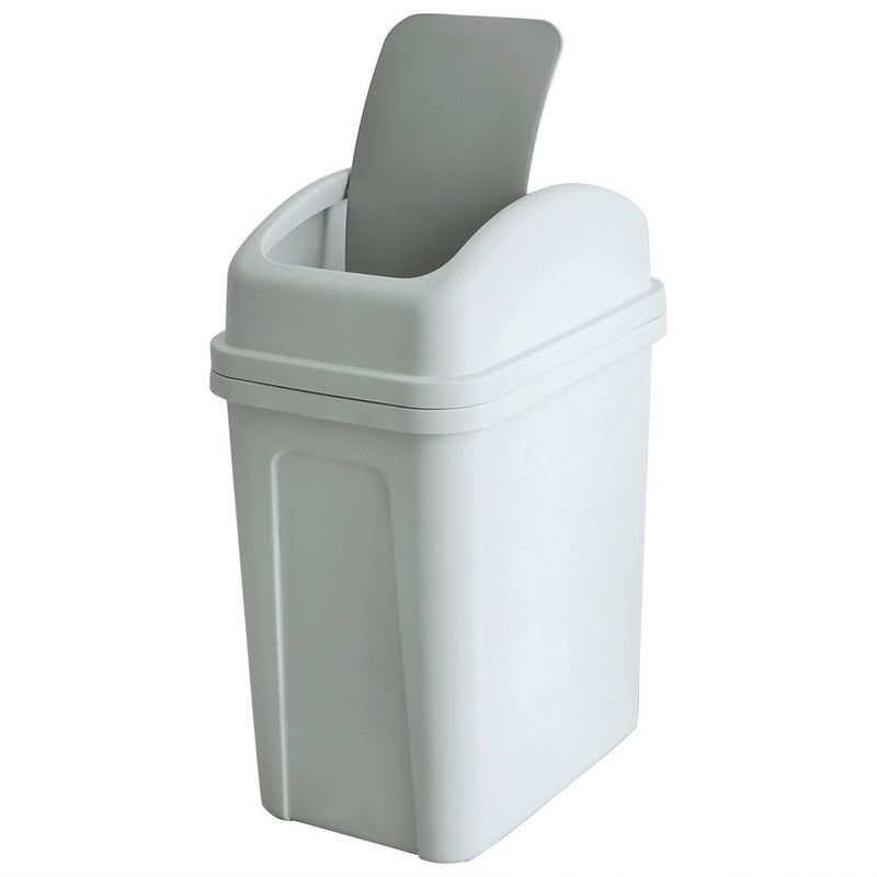 Teyyvn 7 Liter / 1.8 Gallon Plastic Trash Can, Small Garbage Can with Swing Lid (Slightly Grey) - Image 1